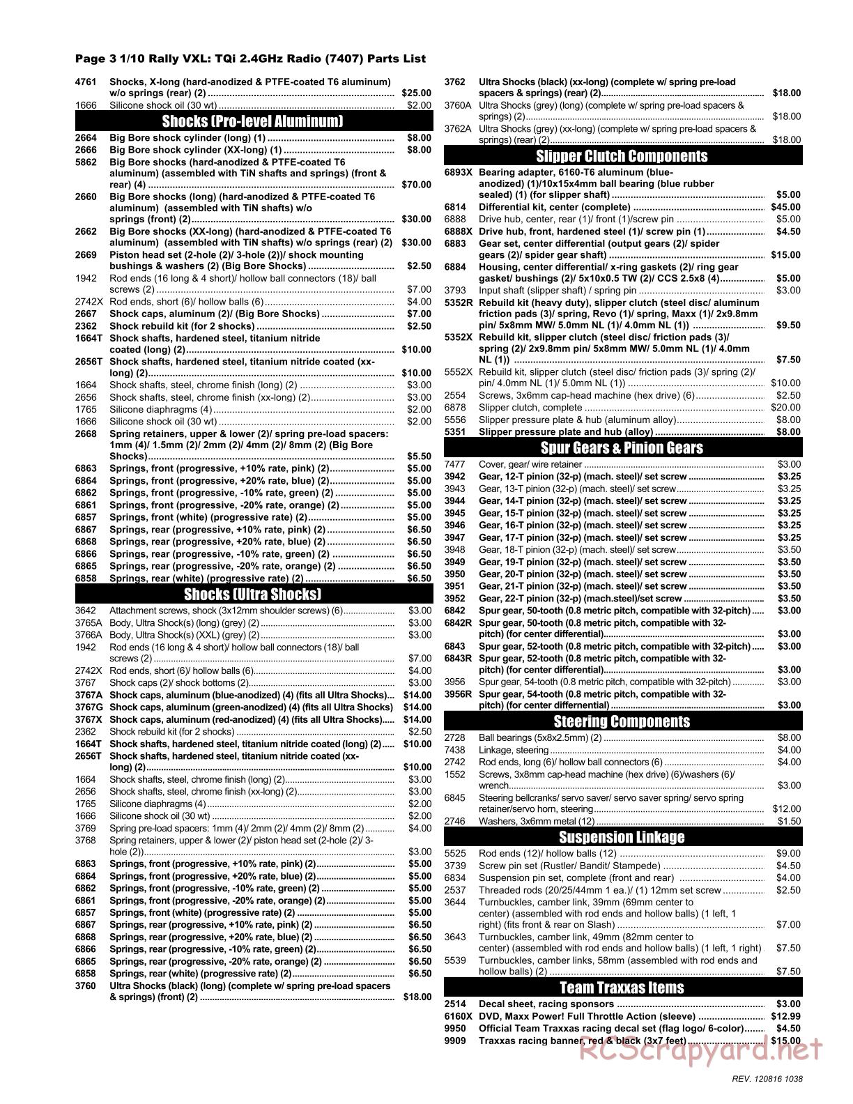 Traxxas - Rally (2012) - Parts List - Page 3