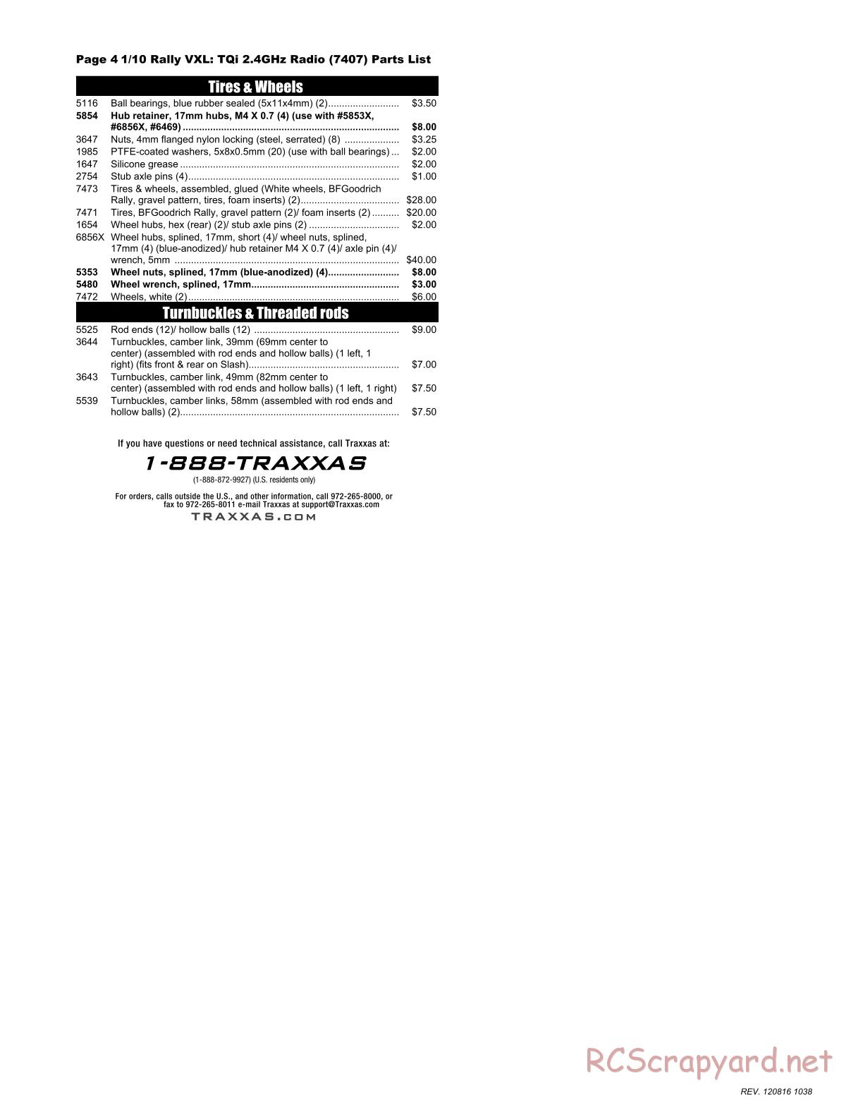 Traxxas - Rally (2012) - Parts List - Page 4