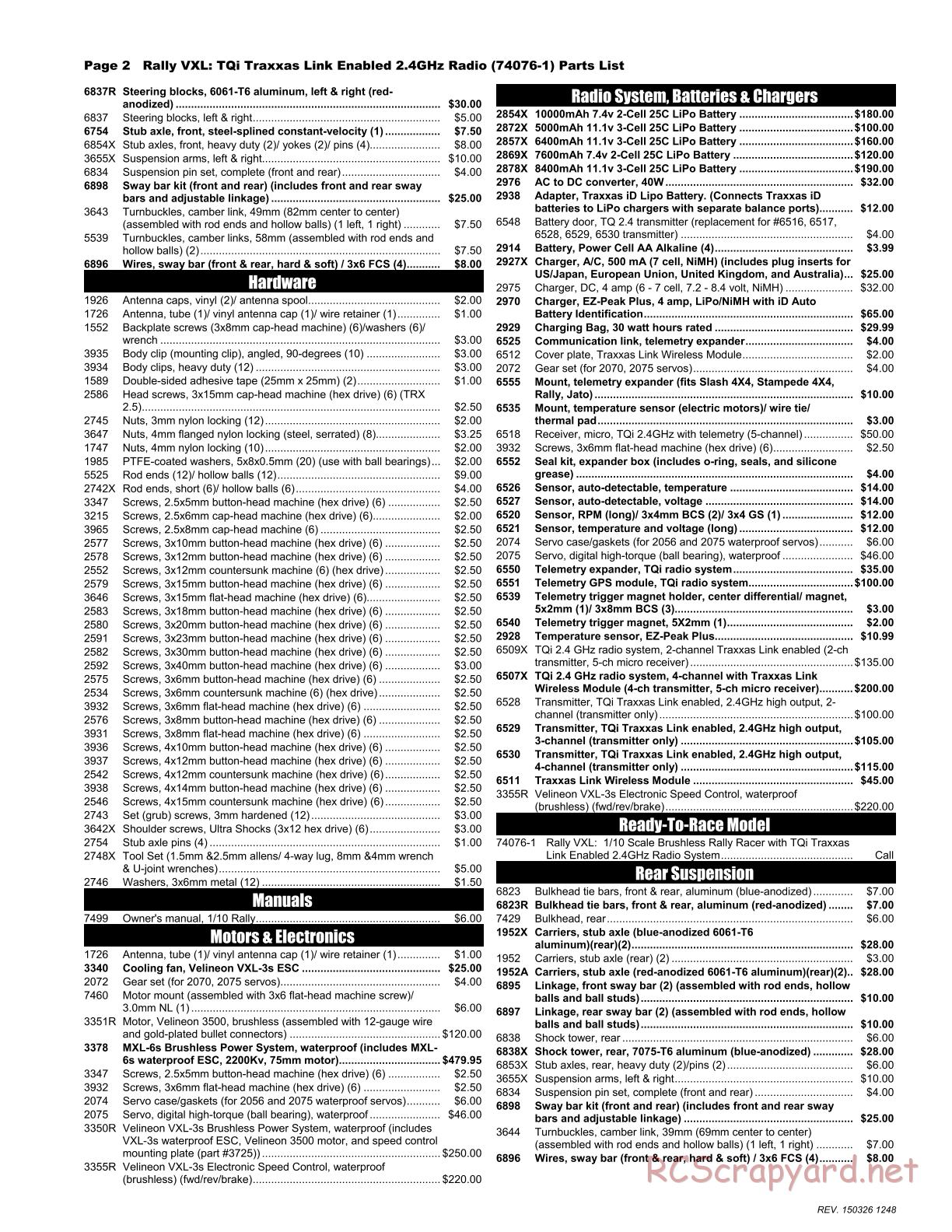 Traxxas - Rally (2015) - Parts List - Page 2