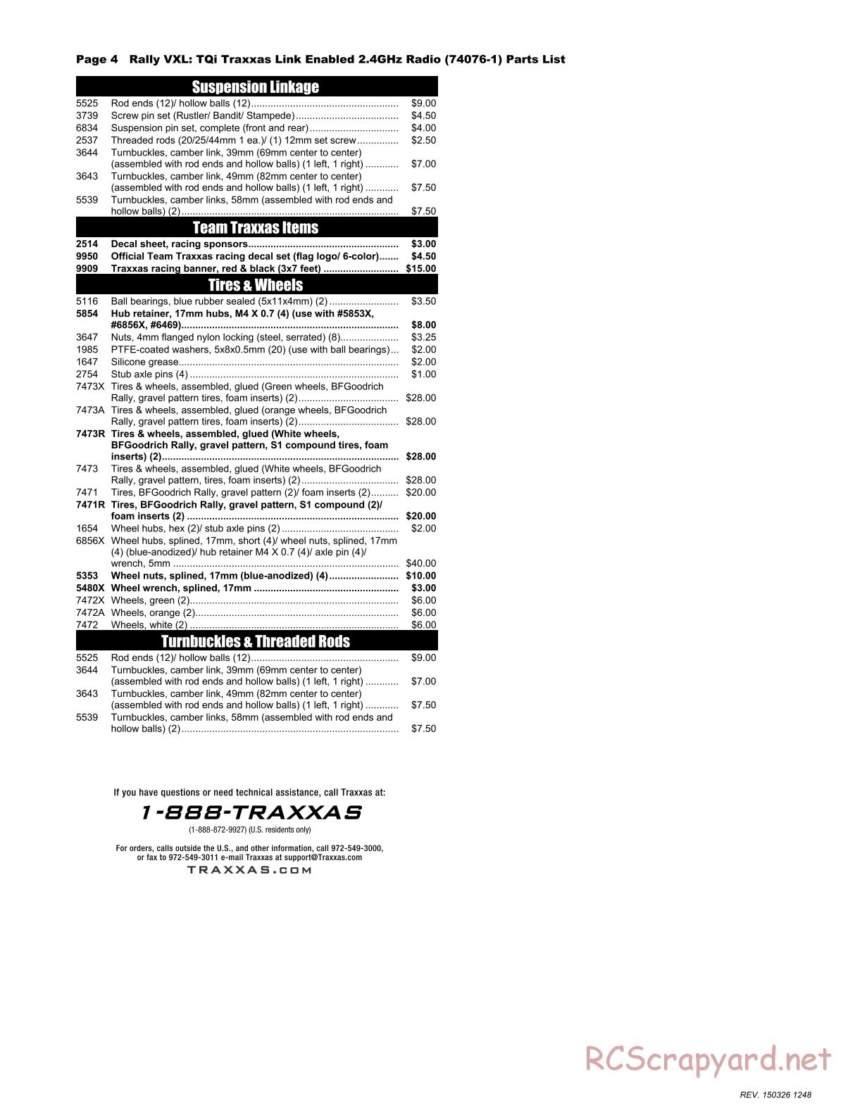 Traxxas - Rally (2015) - Parts List - Page 4
