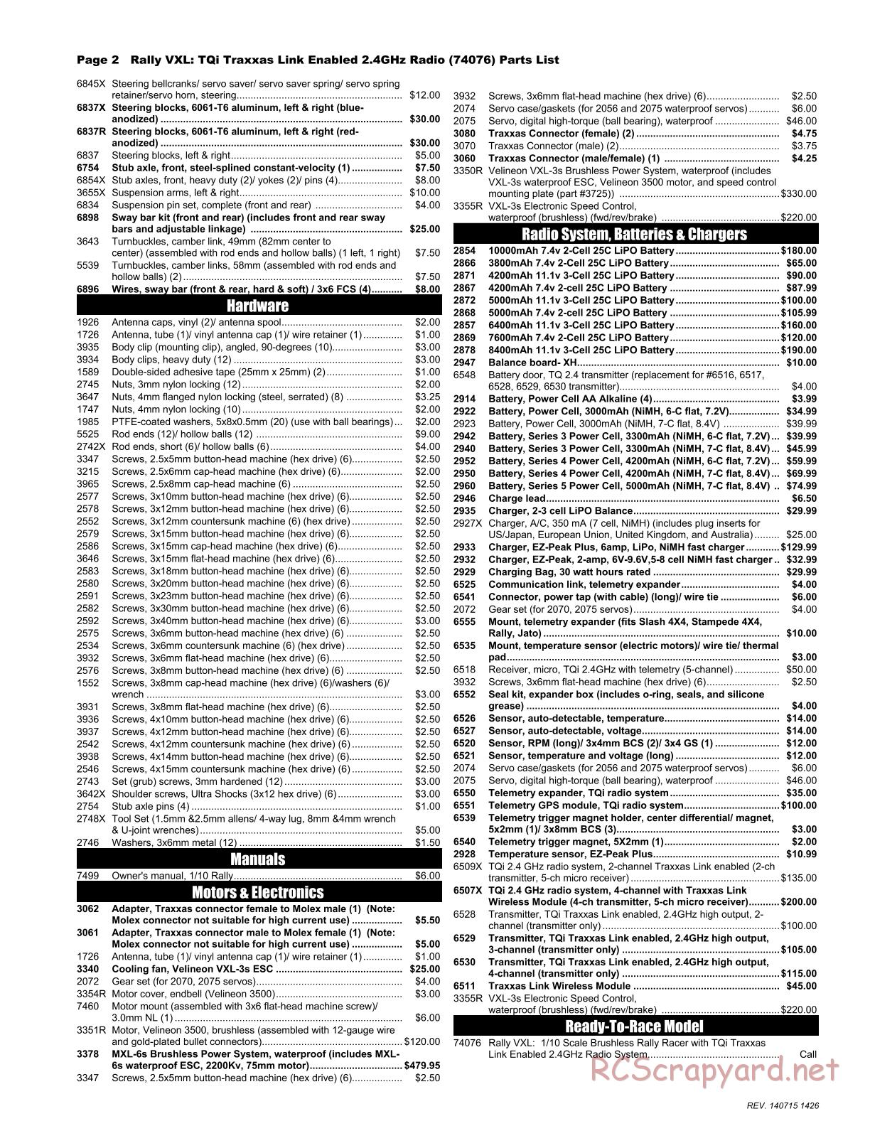 Traxxas - Rally (2014) - Parts List - Page 2