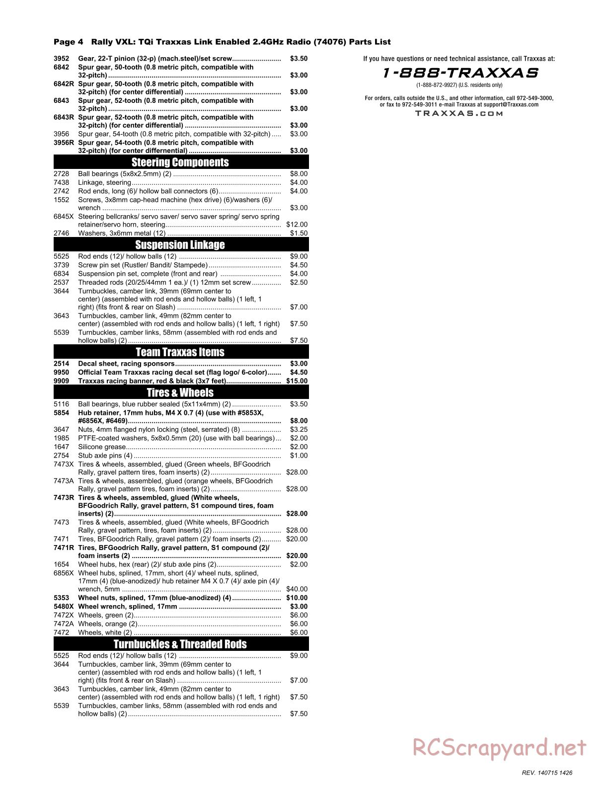 Traxxas - Rally (2014) - Parts List - Page 4