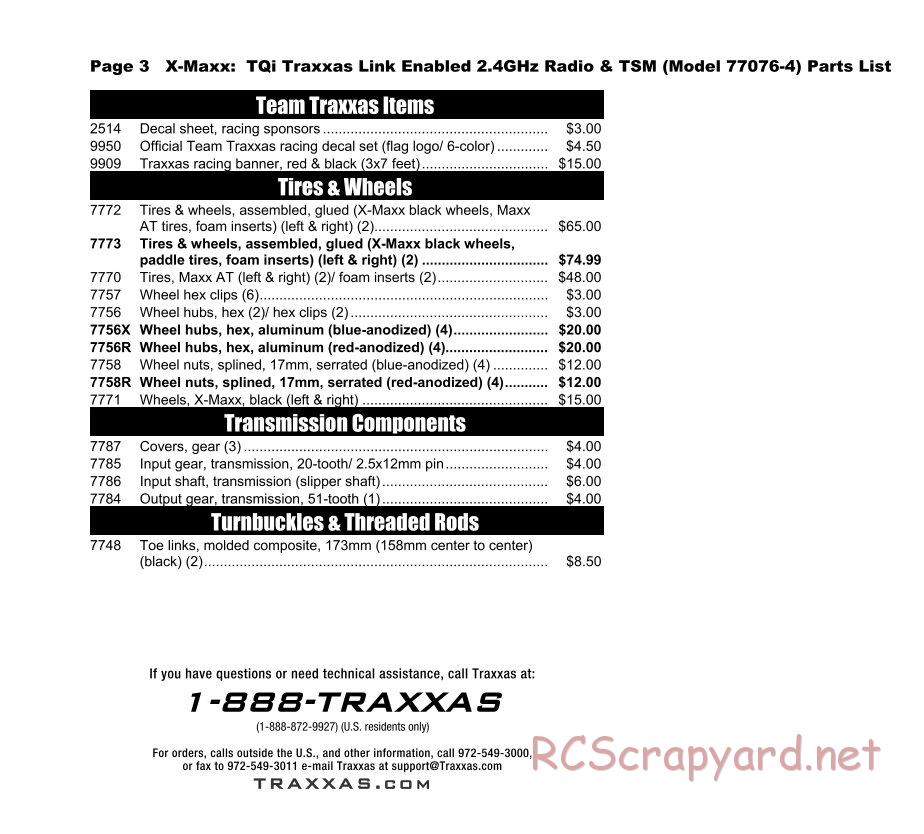 Traxxas - X-Maxx 4x4 TSM (2015) - Parts List - Page 3