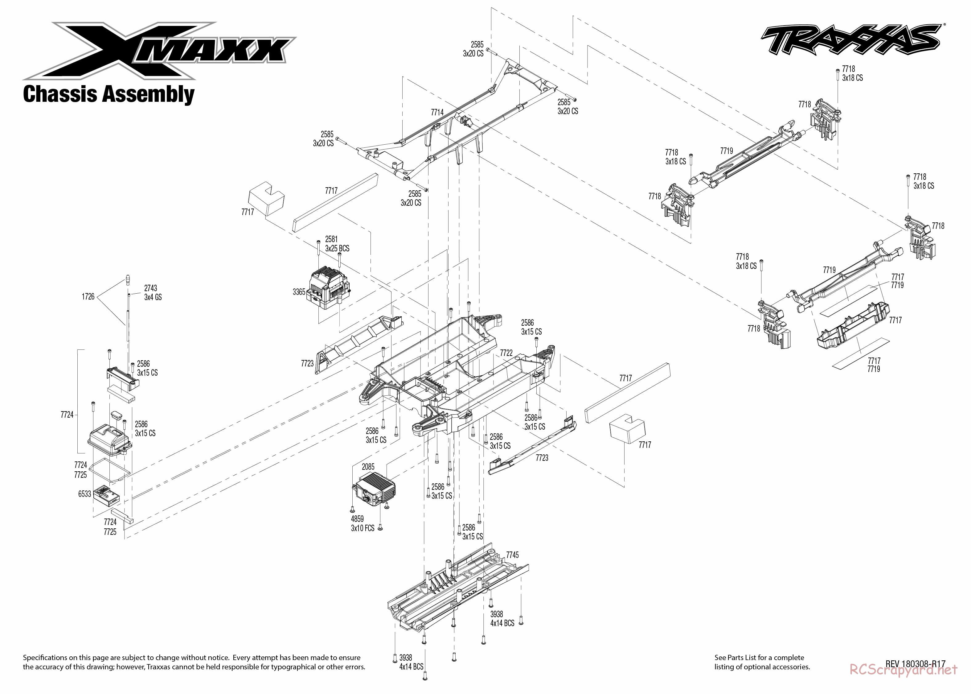 Traxxas - X-Maxx 4x4 TSM (2015) - Exploded Views - Page 1