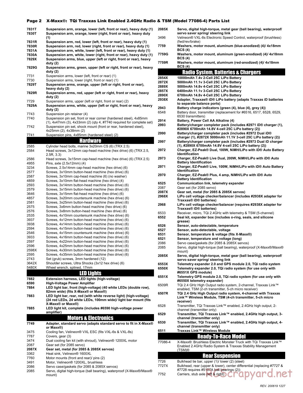 Traxxas - X-Maxx 8S (2017) - Parts List - Page 2