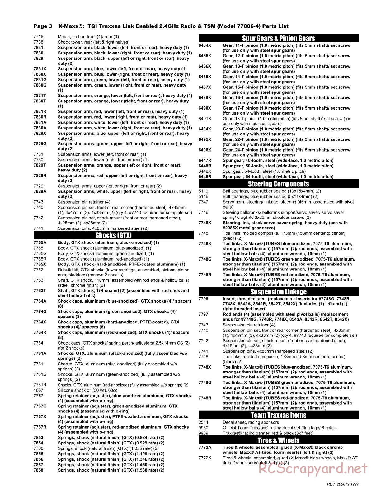 Traxxas - X-Maxx 8S (2017) - Parts List - Page 3