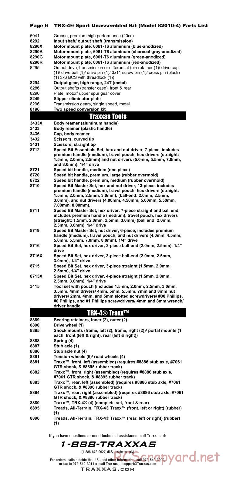 Traxxas - TRX-4 Sport - Parts List - Page 6