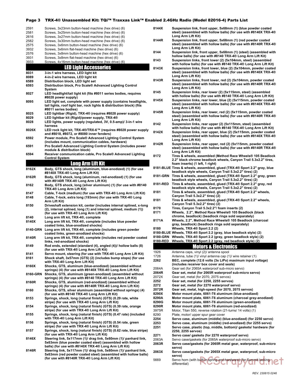 Traxxas - TRX-4 Chassis (2018) - Parts List - Page 3