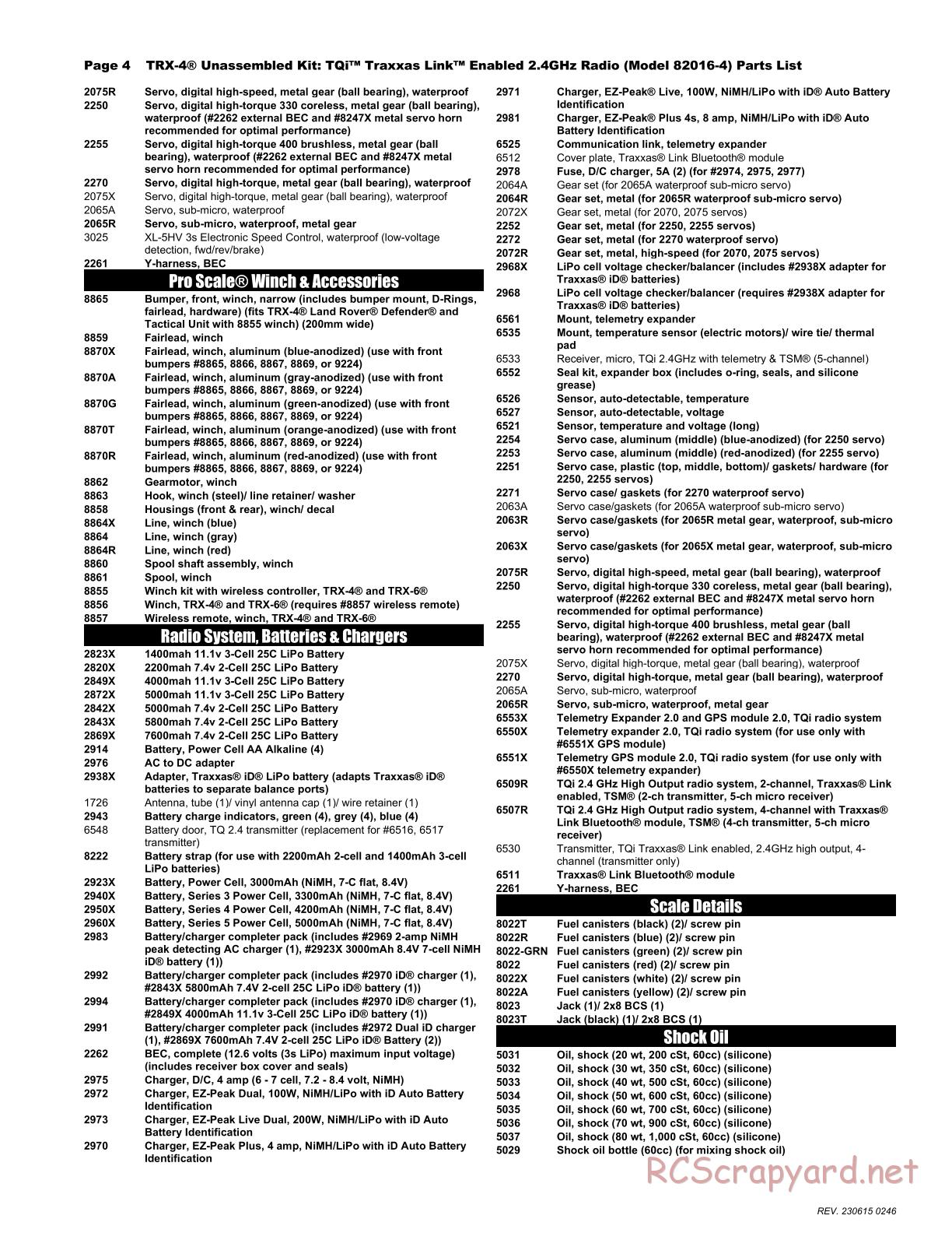 Traxxas - TRX-4 Chassis (2018) - Parts List - Page 4