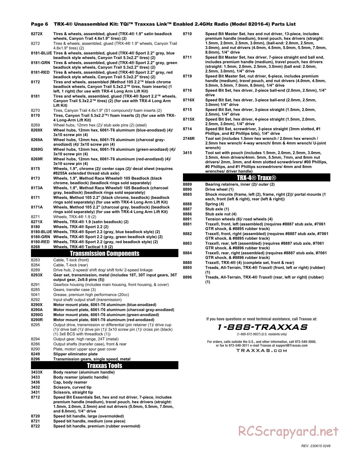 Traxxas - TRX-4 Chassis (2018) - Parts List - Page 6