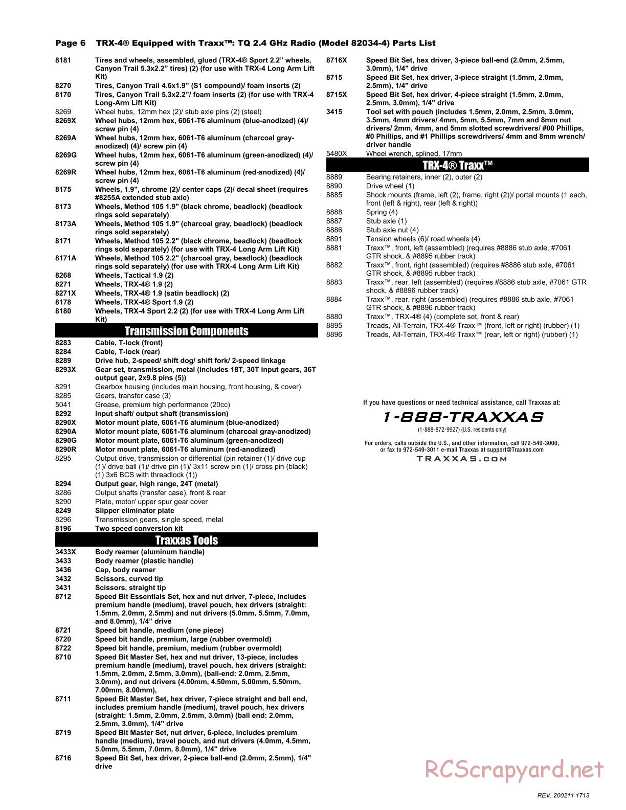 Traxxas - TRX-4 Equipped with Traxx - Parts List - Page 6