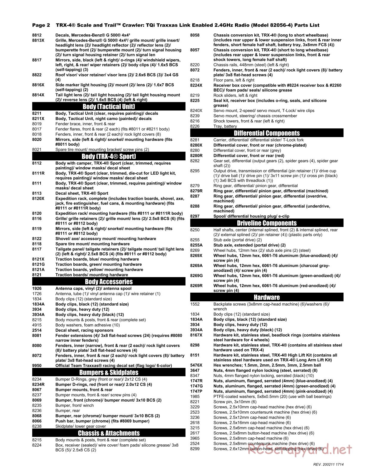 Traxxas - TRX-4 Land Rover Defender - Parts List - Page 2