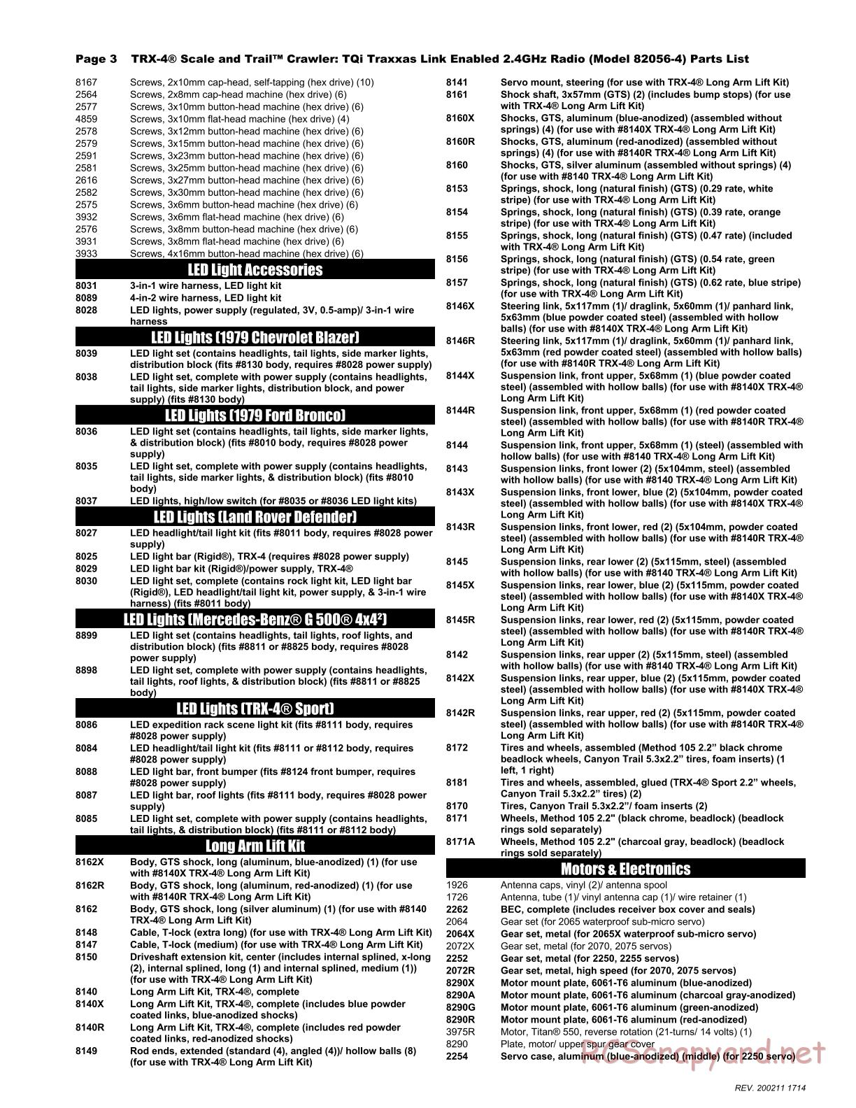 Traxxas - TRX-4 Land Rover Defender - Parts List - Page 3