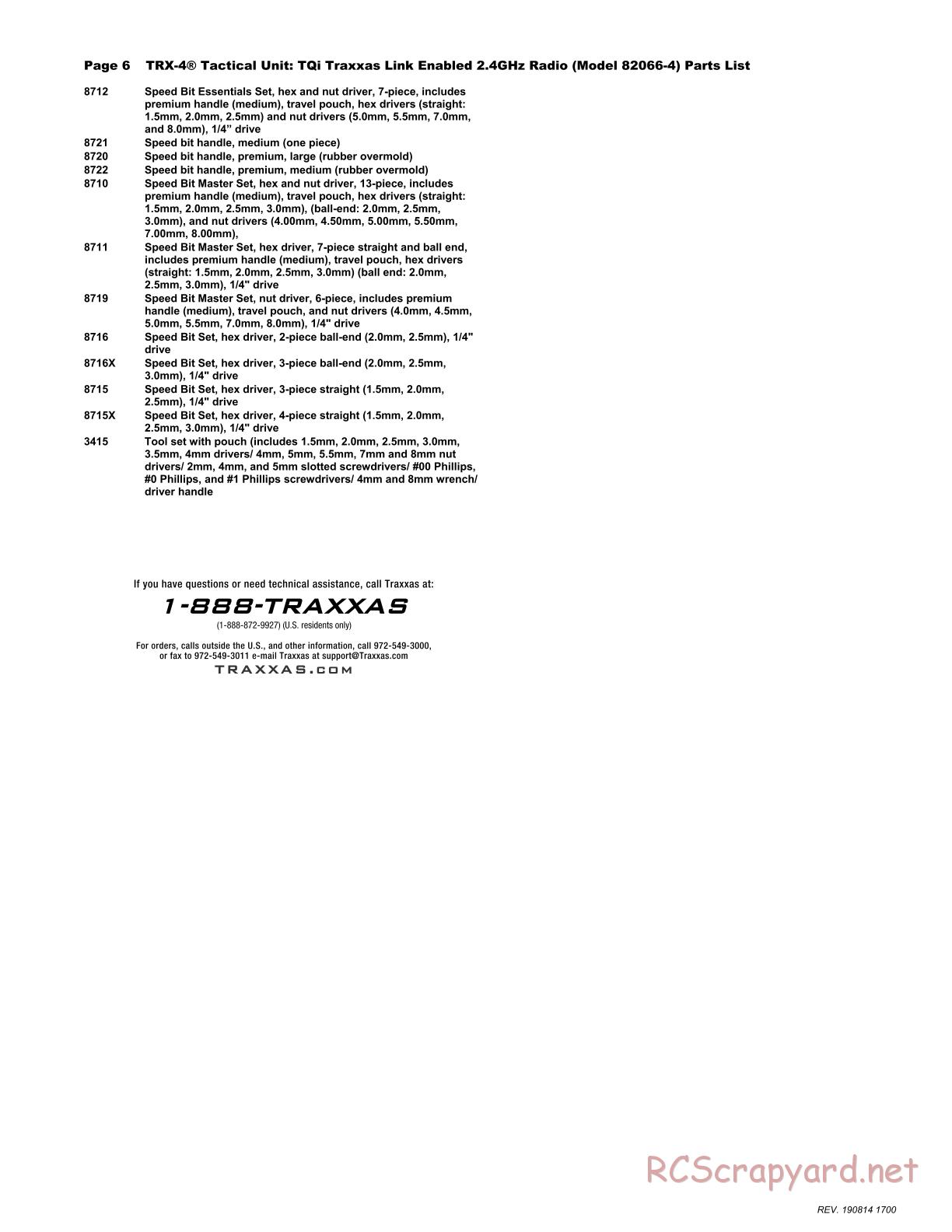 Traxxas - TRX-4 Tactical Unit (2018) - Parts List - Page 6