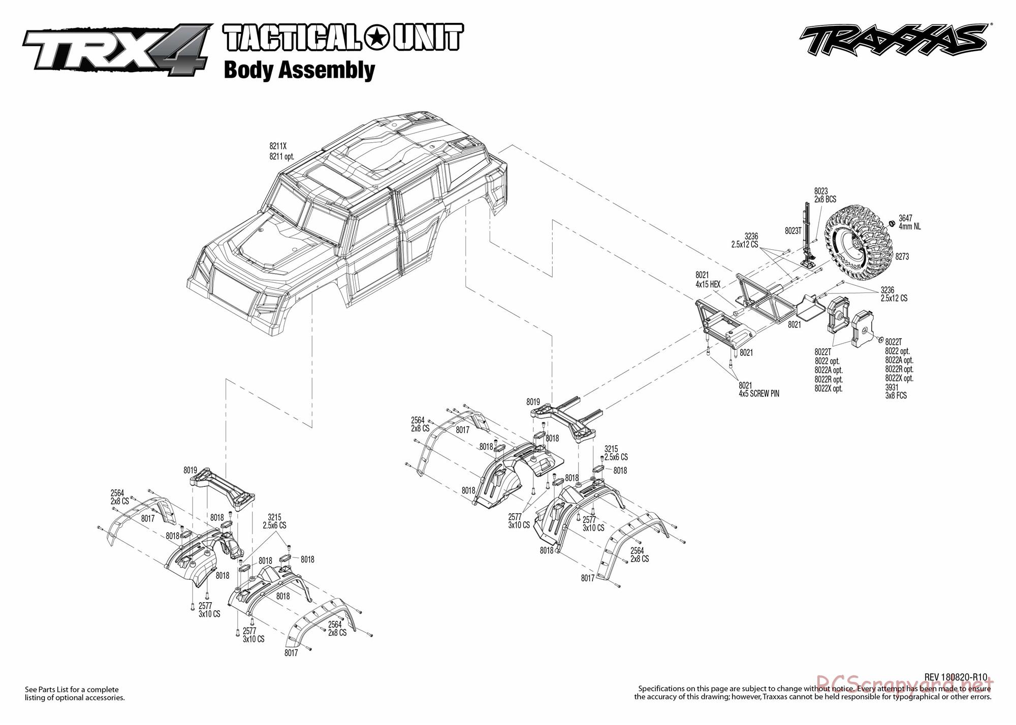 Traxxas - TRX-4 Tactical Unit (2018) - Exploded Views - Page 1