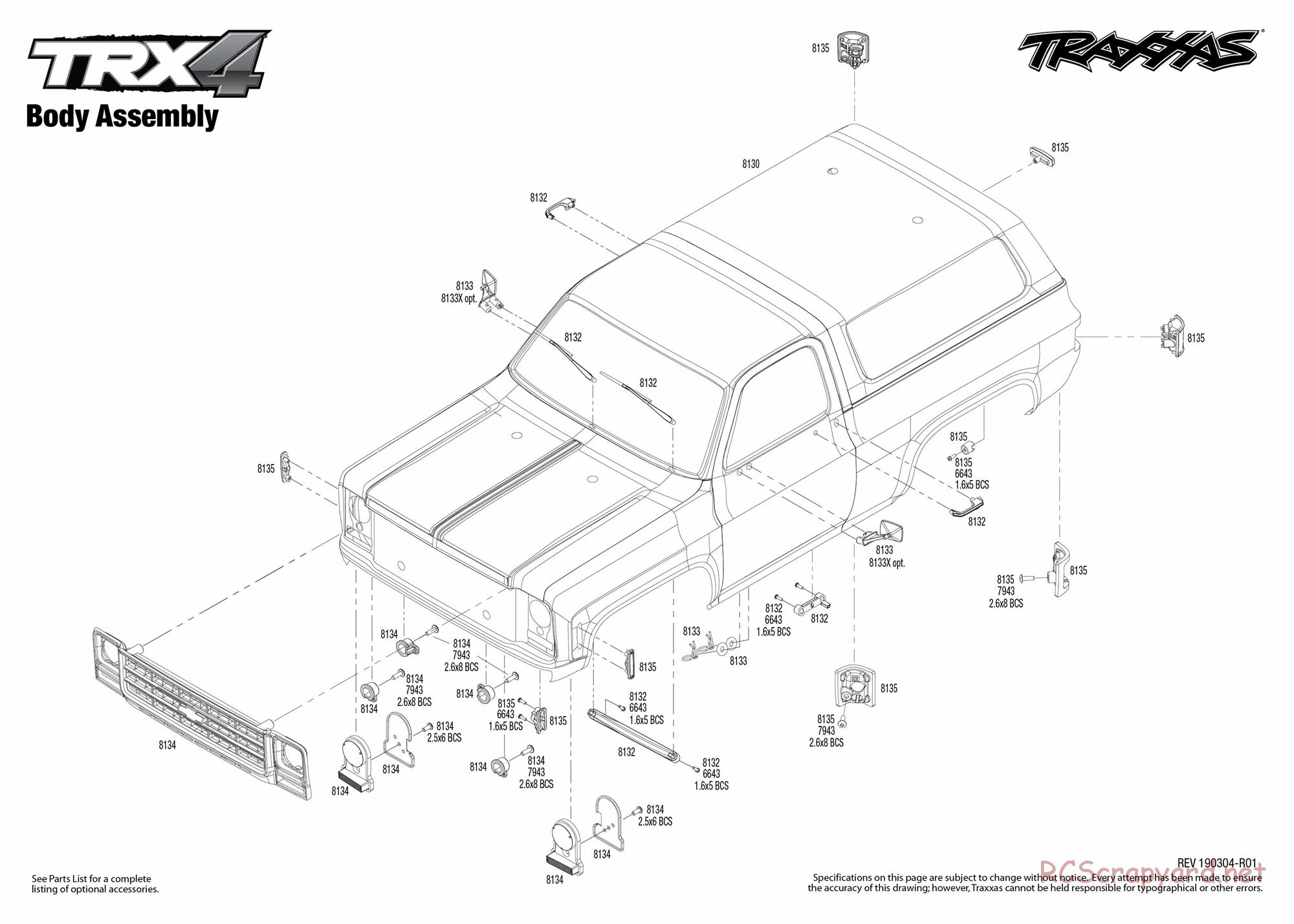 Traxxas - TRX-4 Chevrolet K5 Blazer (2019) - Exploded Views - Page 1