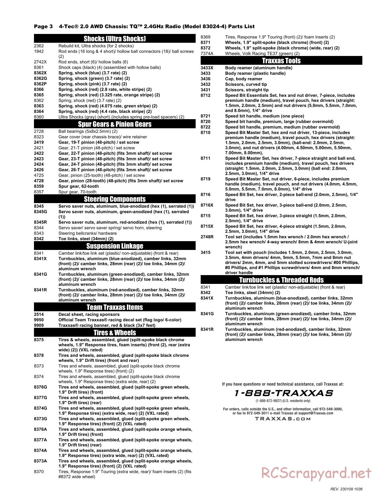 Traxxas - 4-Tec 2.0 XL-5 - Parts List - Page 3