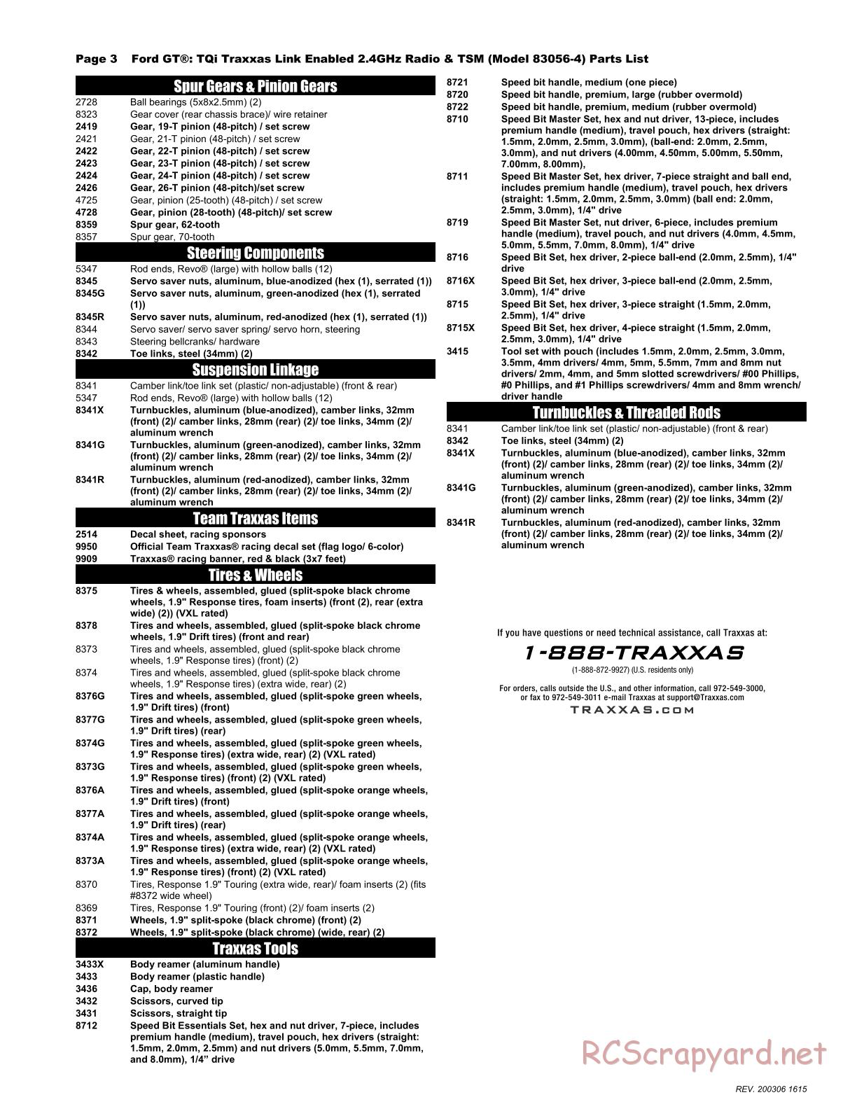 Traxxas - Ford GT - Parts List - Page 3