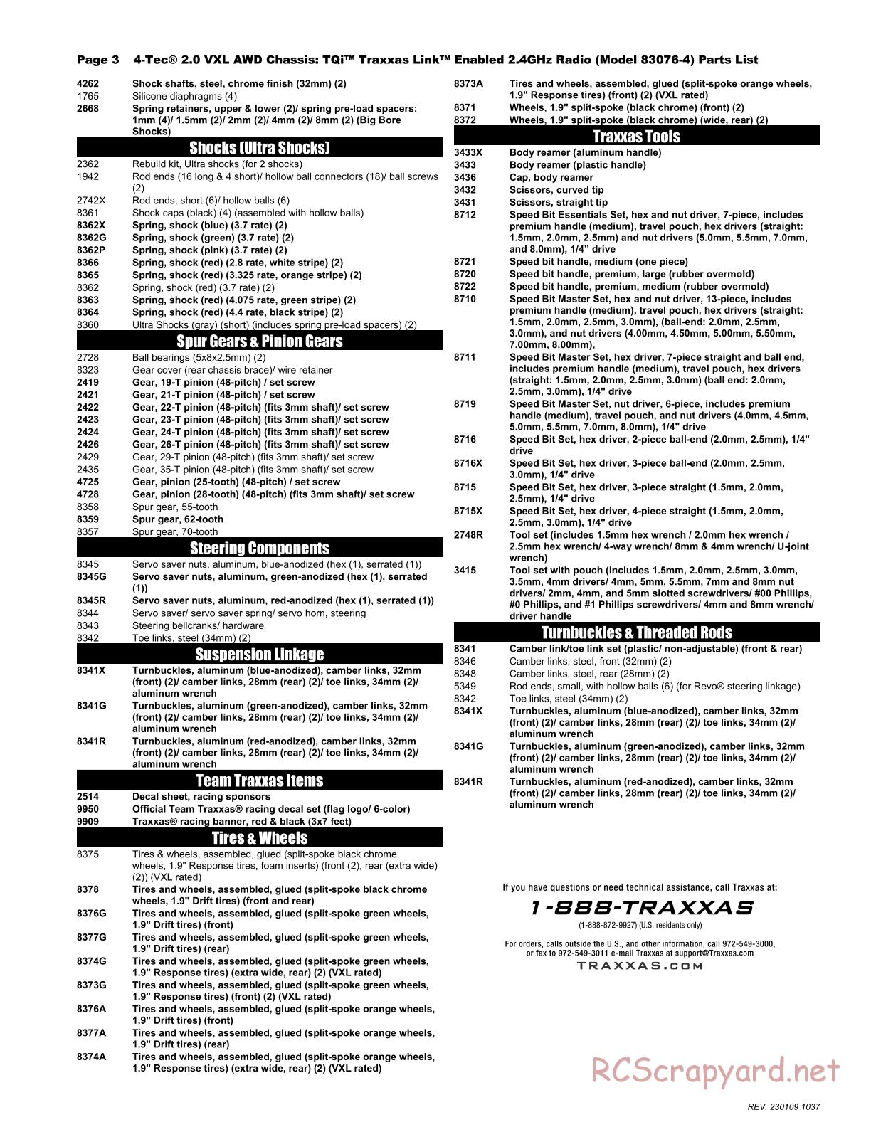 Traxxas - 4-Tec 2.0 VXL (2017) - Parts List - Page 3