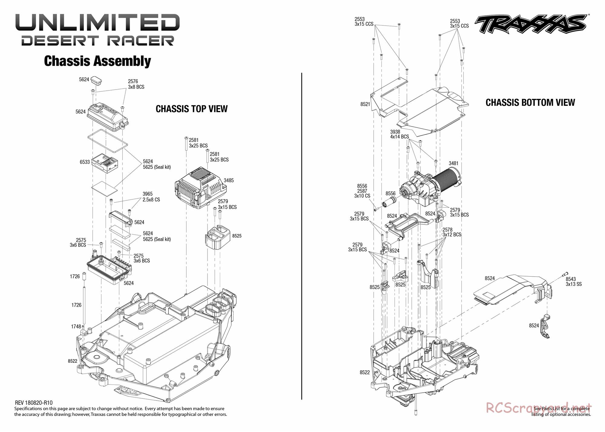 Traxxas - Unlimited Desert Racer VXL TSM (2018) - Exploded Views - Page 2