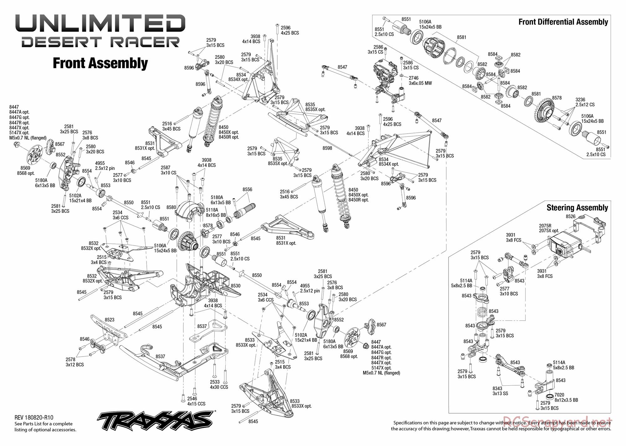 Traxxas - Unlimited Desert Racer VXL TSM (2018) - Exploded Views - Page 3