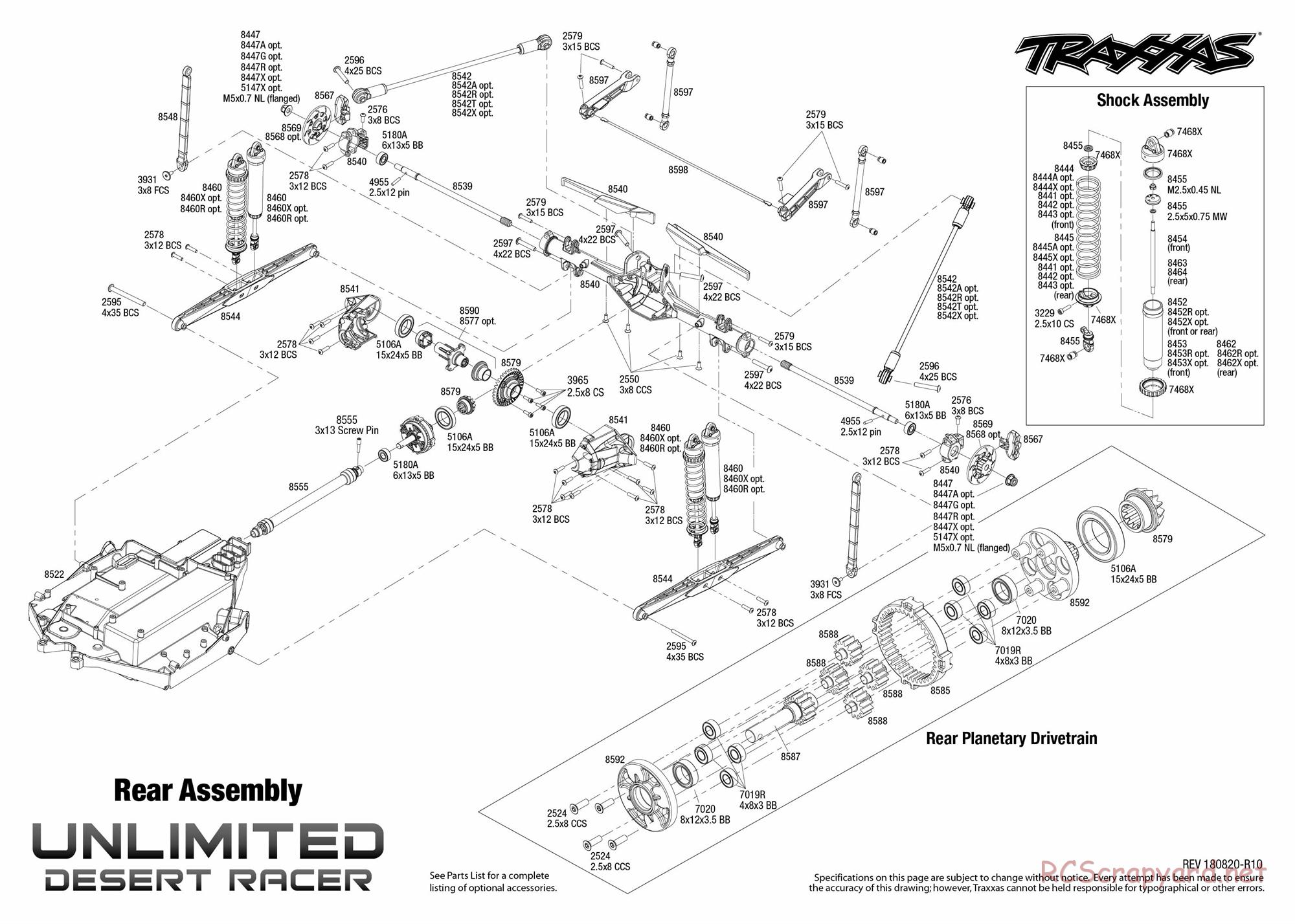 Traxxas - Unlimited Desert Racer VXL TSM (2018) - Exploded Views - Page 4