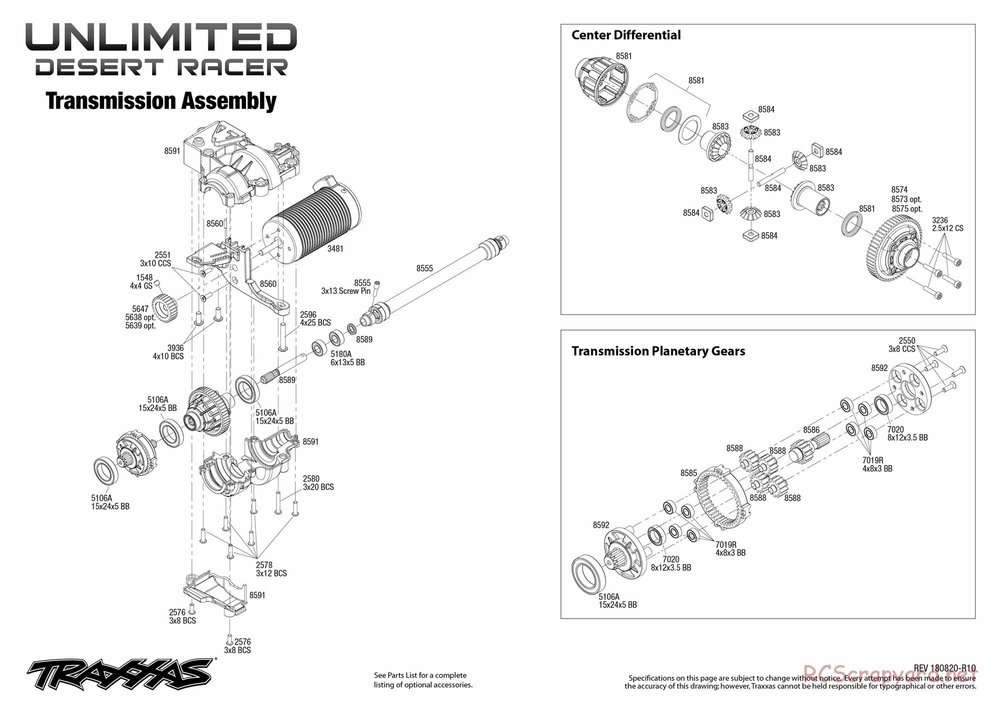 Traxxas - Unlimited Desert Racer VXL TSM (2018) - Exploded Views - Page 7