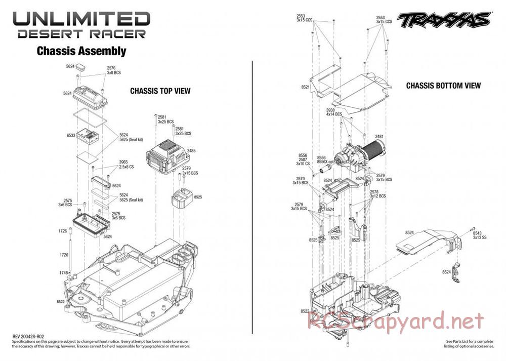 Traxxas - Unlimited Desert Racer VXL TSM - Exploded Views - Page 1