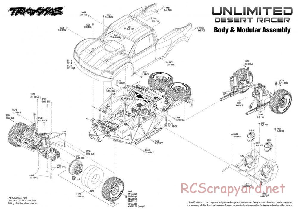 Traxxas - Unlimited Desert Racer VXL TSM - Exploded Views - Page 7
