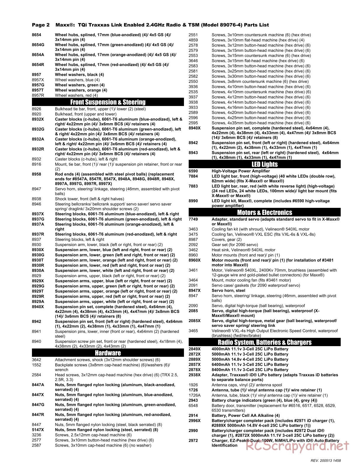 Traxxas - Maxx - Parts List - Page 2