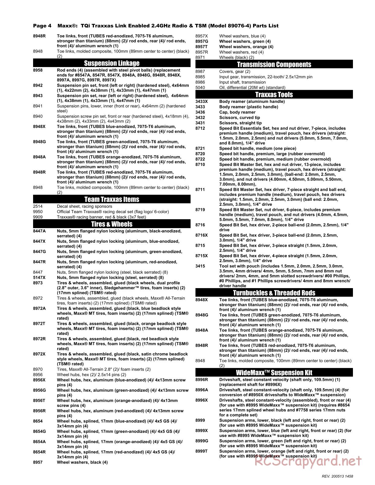 Traxxas - Maxx - Parts List - Page 4