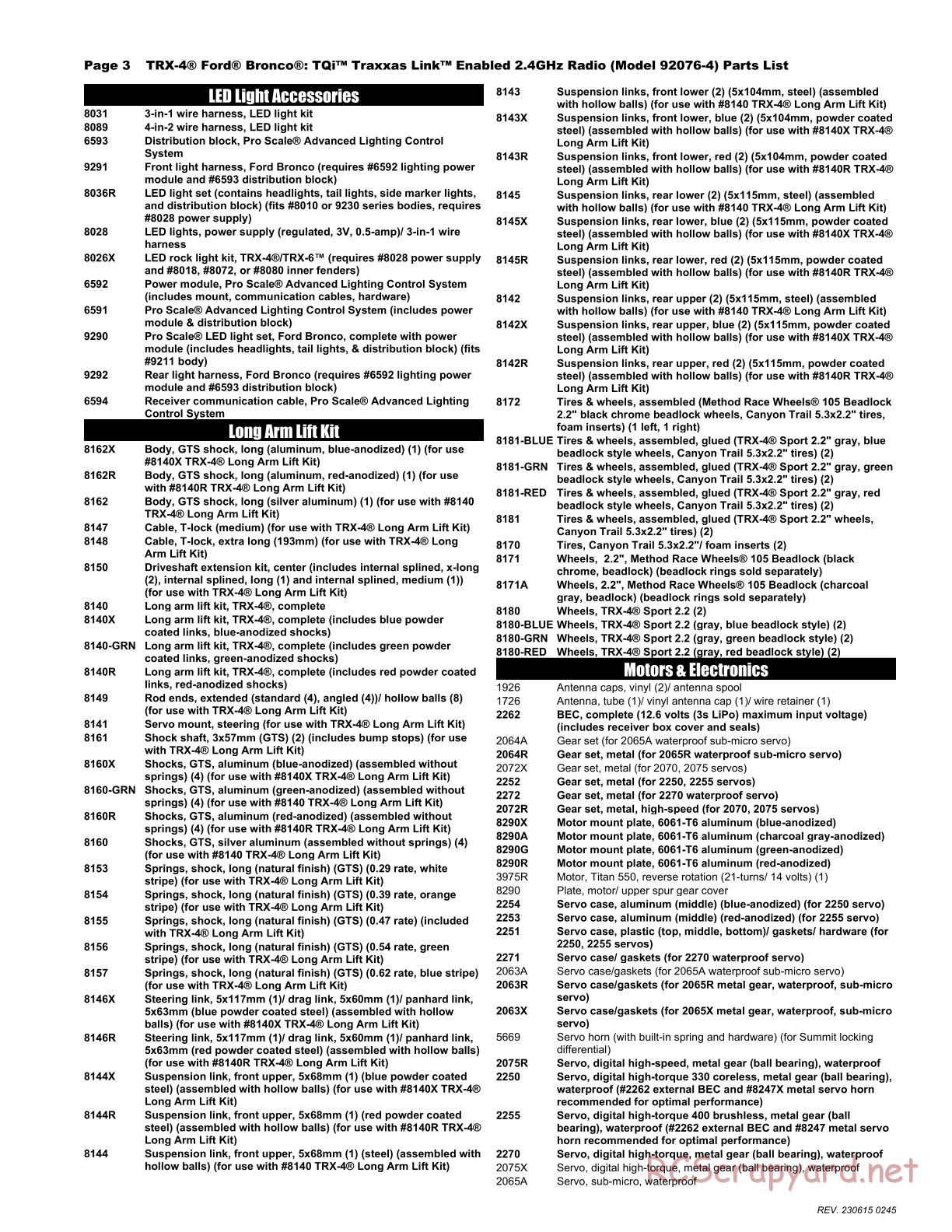 Traxxas - TRX-4 Ford Bronco (2021) - Parts List - Page 3