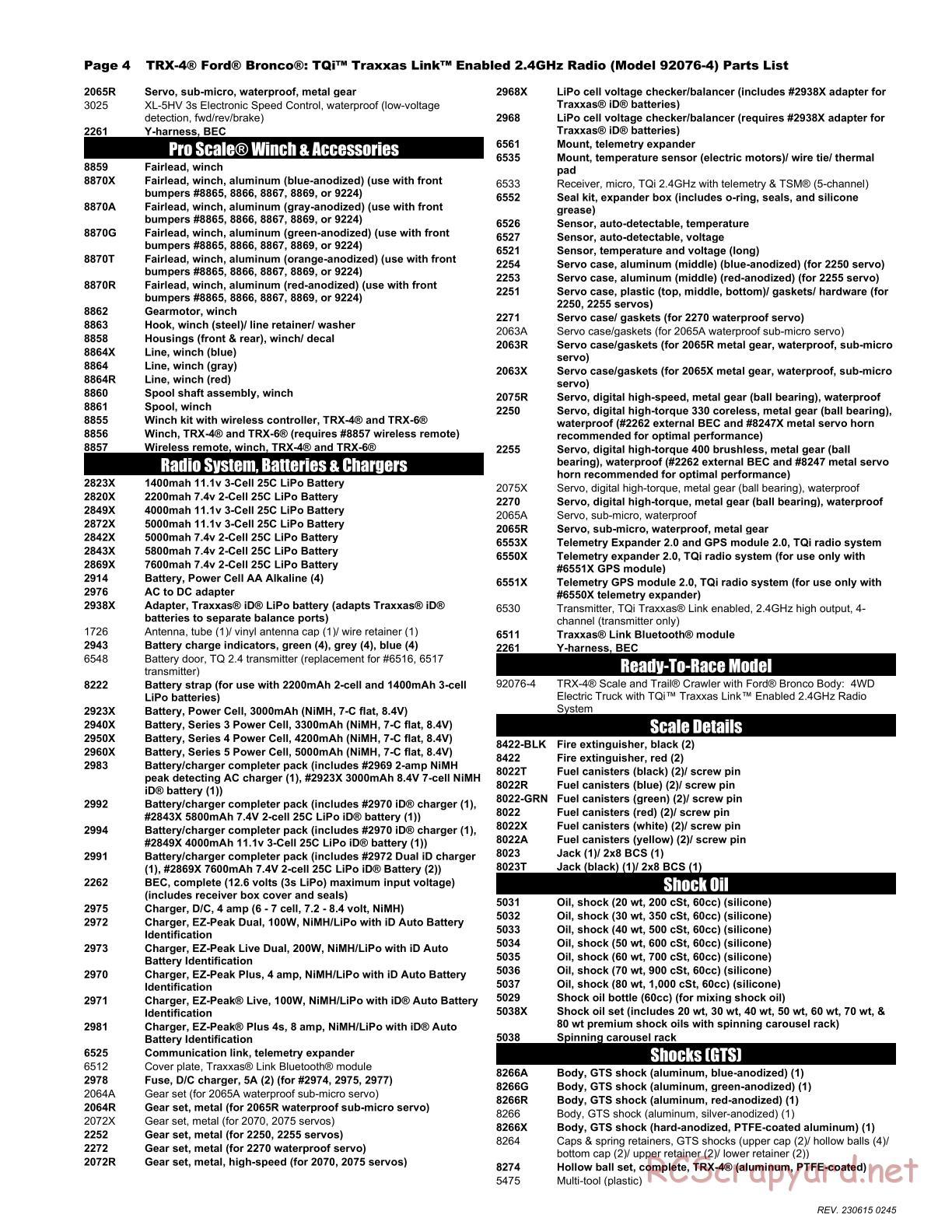 Traxxas - TRX-4 Ford Bronco (2021) - Parts List - Page 4