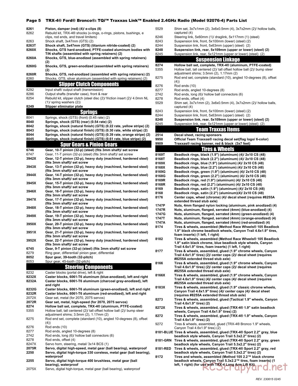 Traxxas - TRX-4 Ford Bronco (2021) - Parts List - Page 5