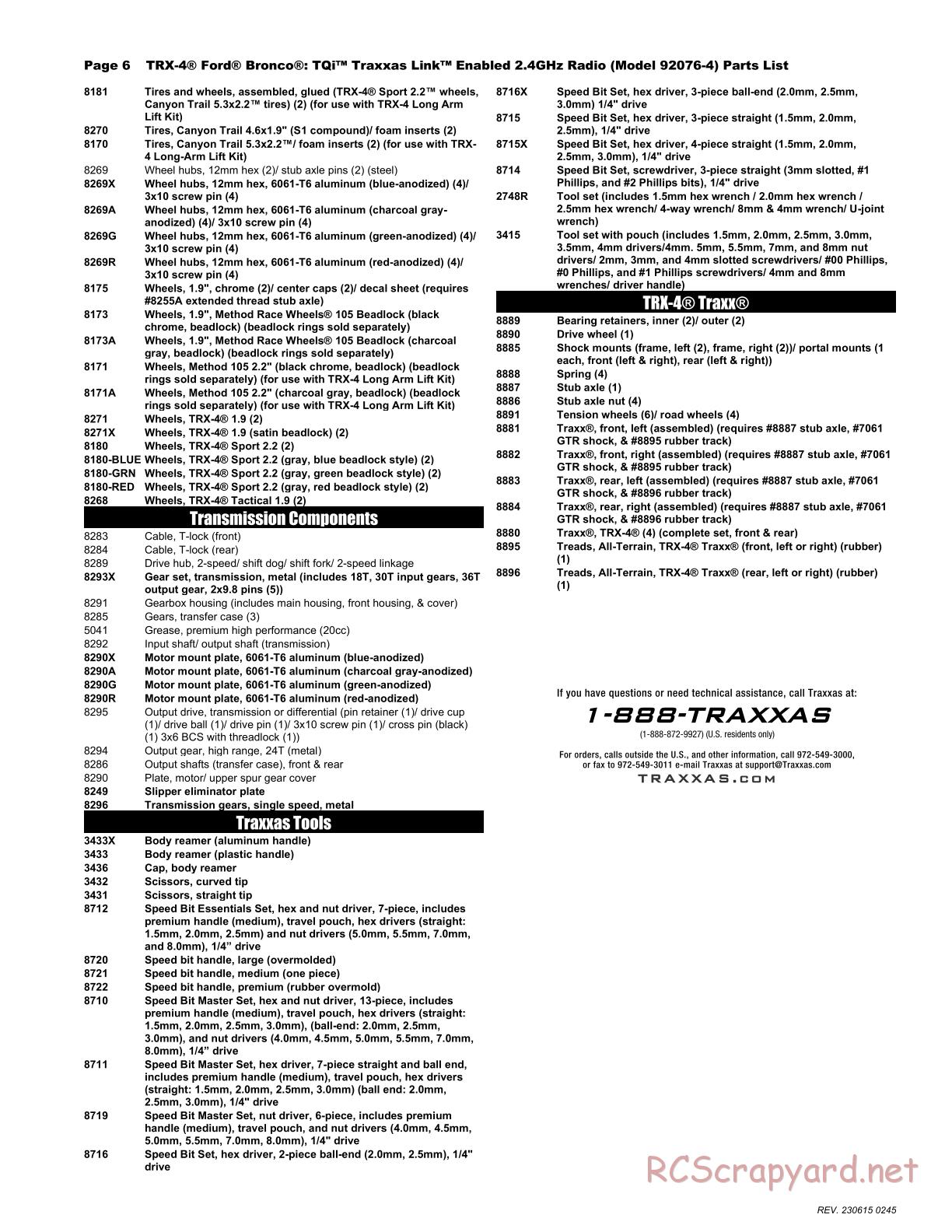 Traxxas - TRX-4 Ford Bronco (2021) - Parts List - Page 6