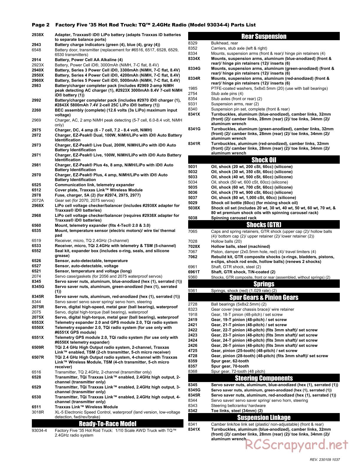 Traxxas - Hot Rod 1935 Truck (2021) - Parts List - Page 2