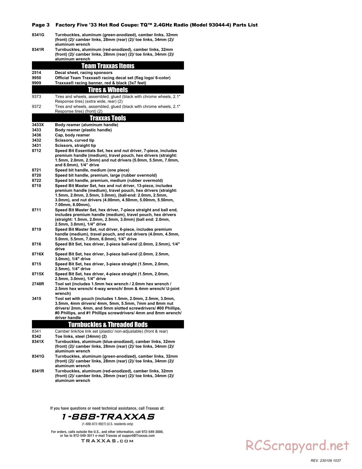 Traxxas - Hot Rod 1933 Coupe - Parts List - Page 3