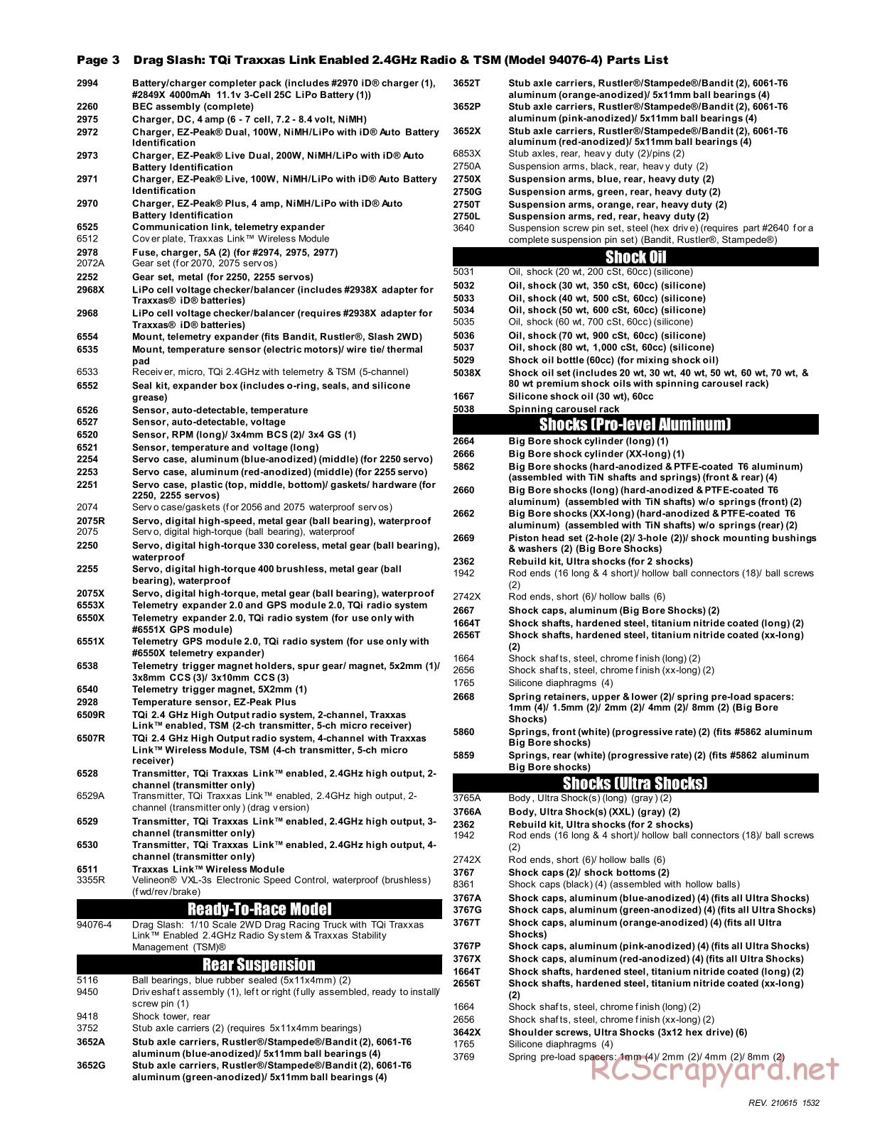 Traxxas - Drag Slash - Parts List - Page 3