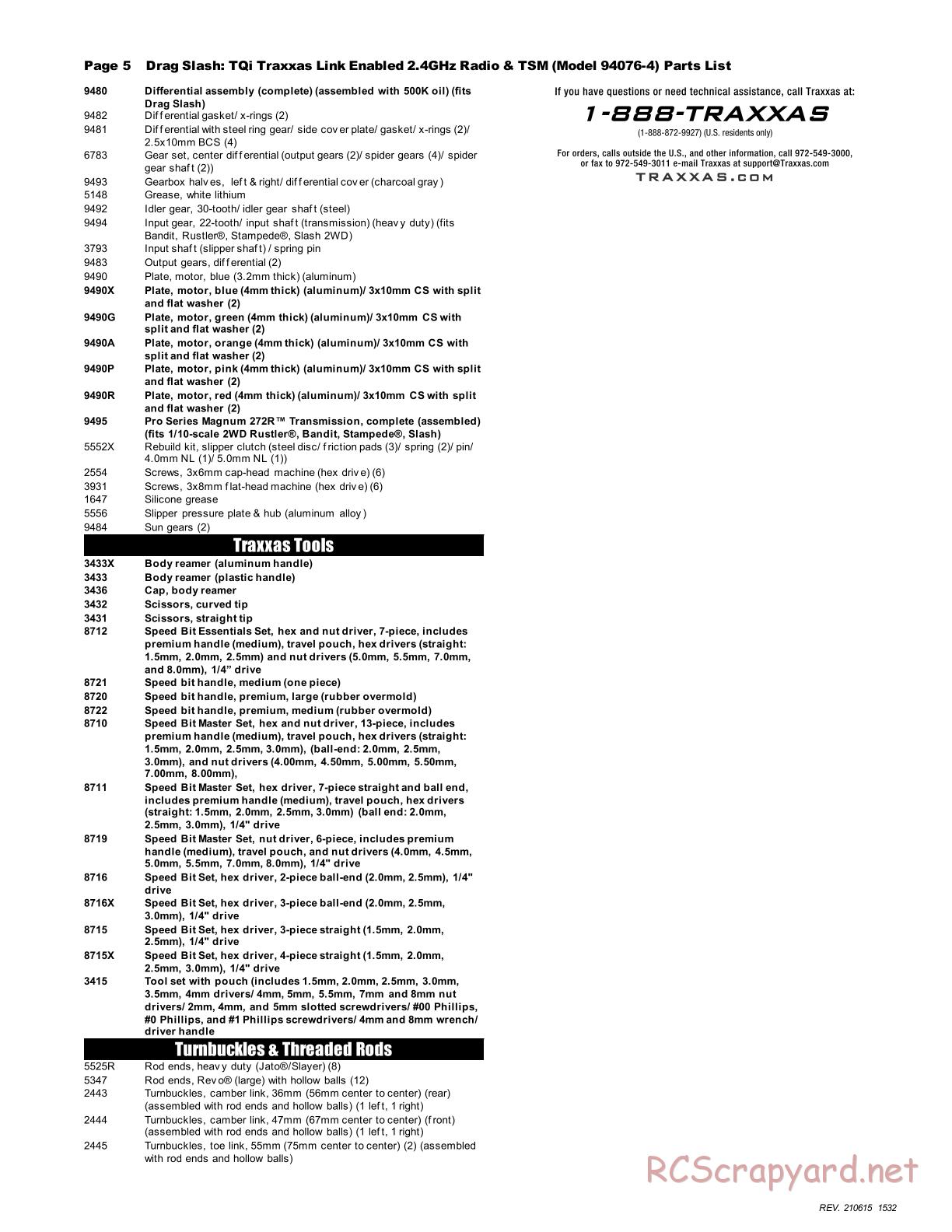 Traxxas - Drag Slash - Parts List - Page 5