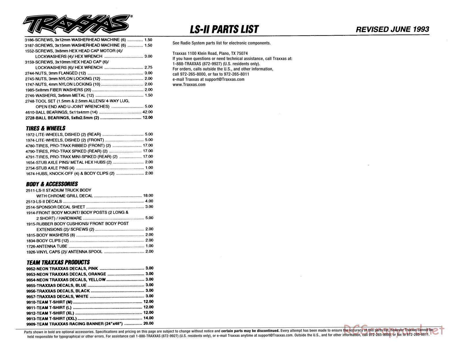 Traxxas - LS-II - Parts List - Page 2