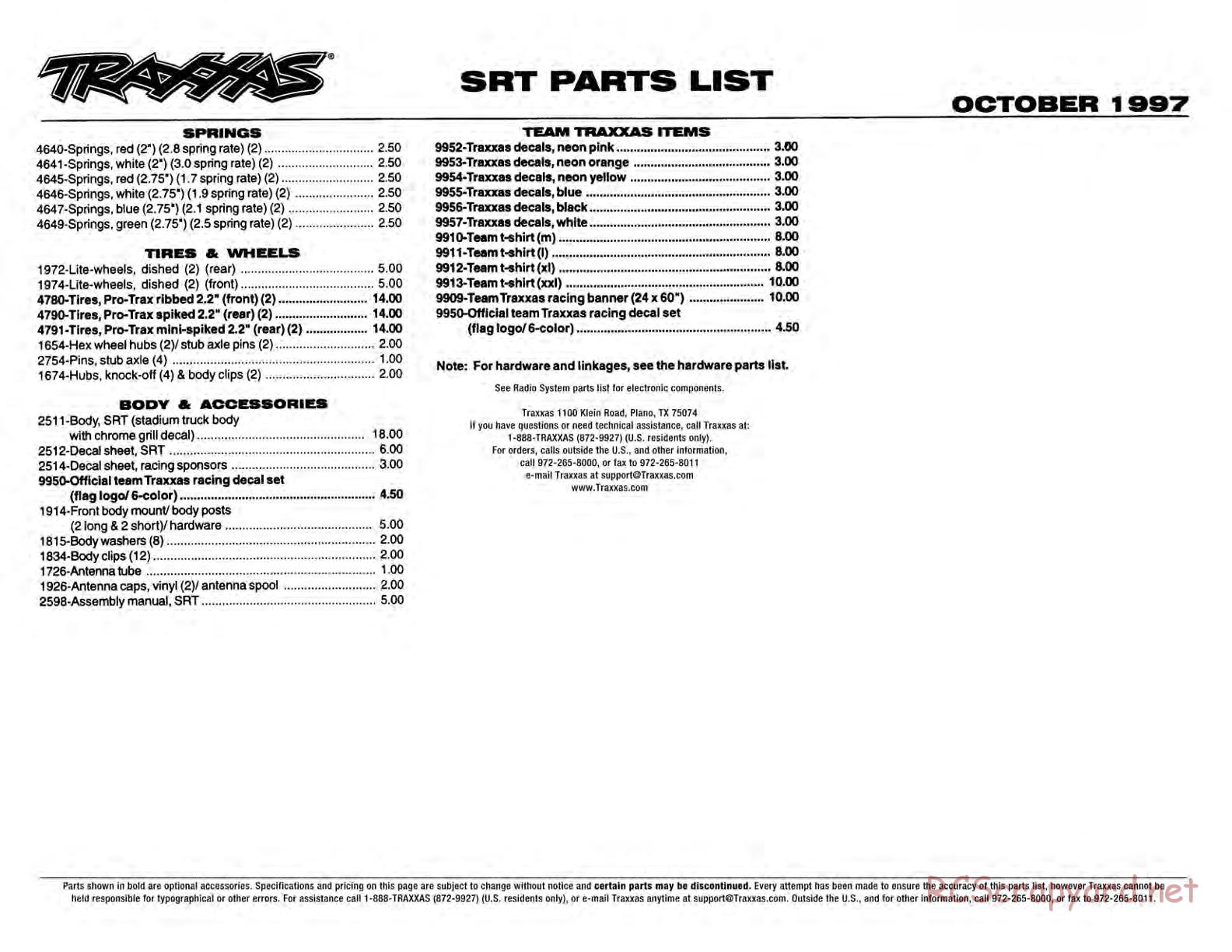 Traxxas - SRT - Stadium Race Truck - Parts List - Page 2