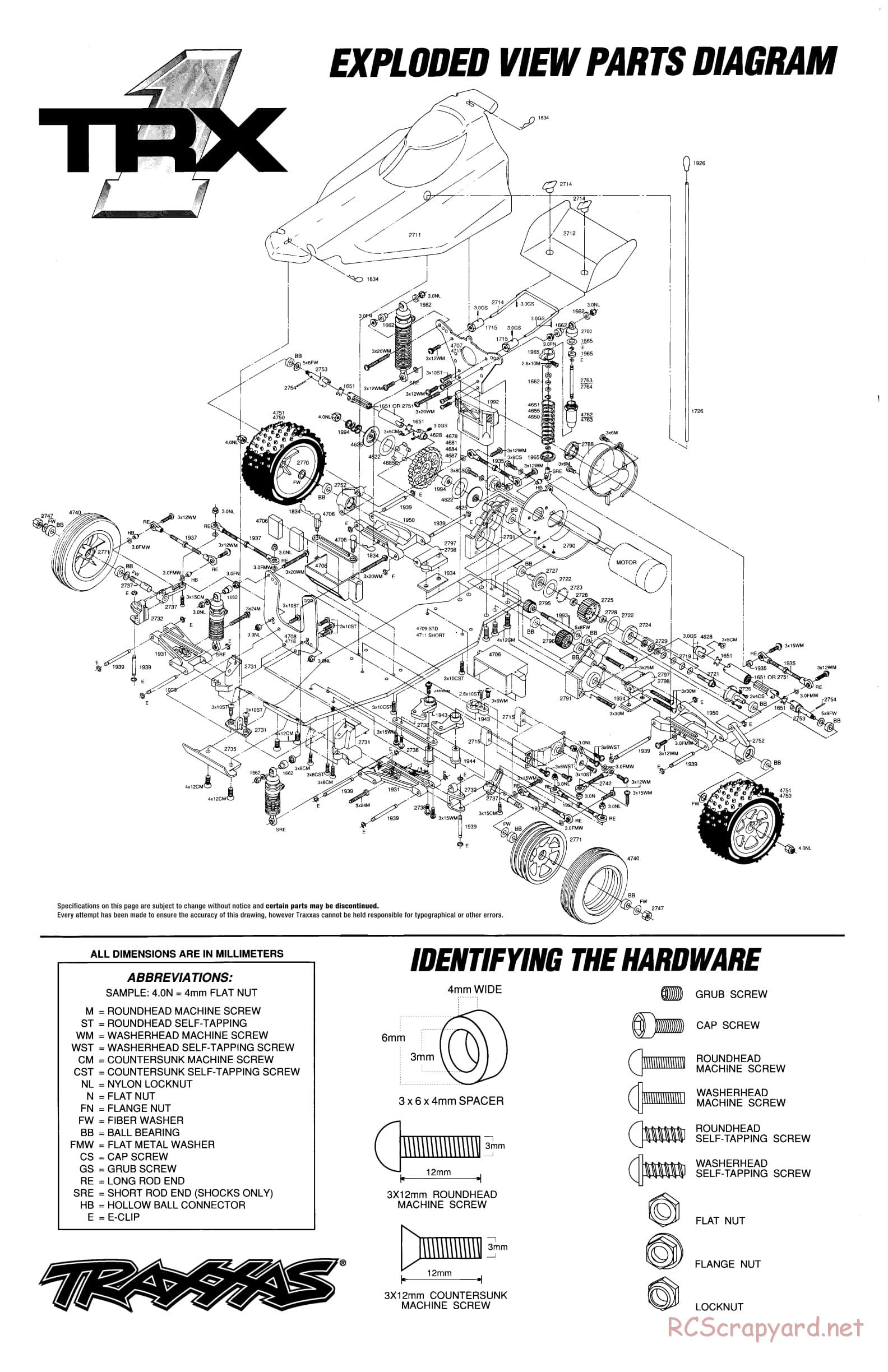 Traxxas - TRX-1 (1991) - Exploded Views - Page 1