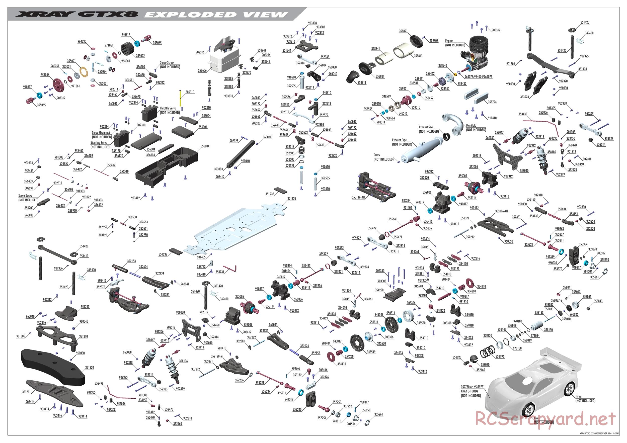 Xray - GTX8.2 2019 (GTX8'19) - Exploded View