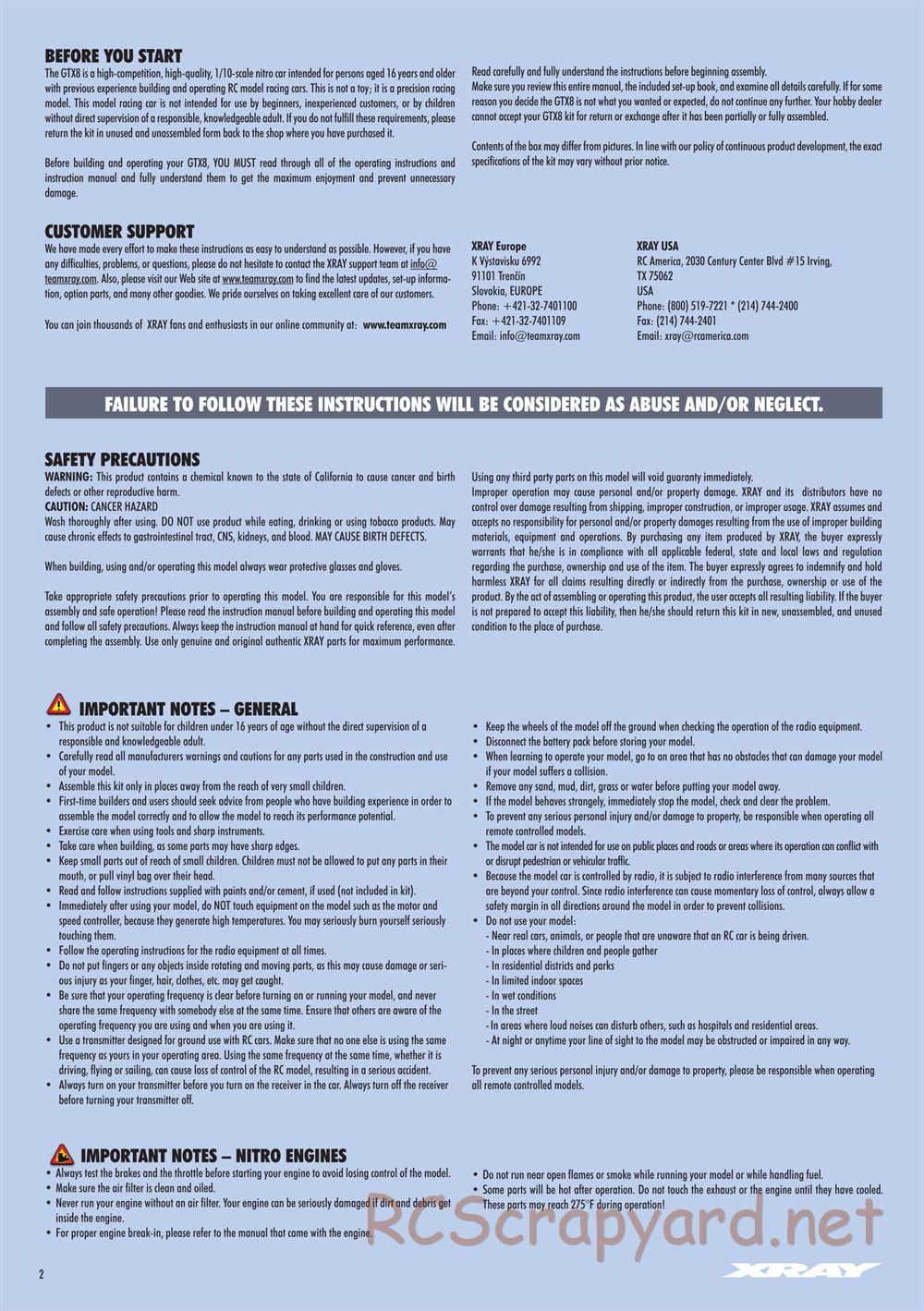 Xray - GTX8 2017 (GTX8'17) - Manual - Page 2