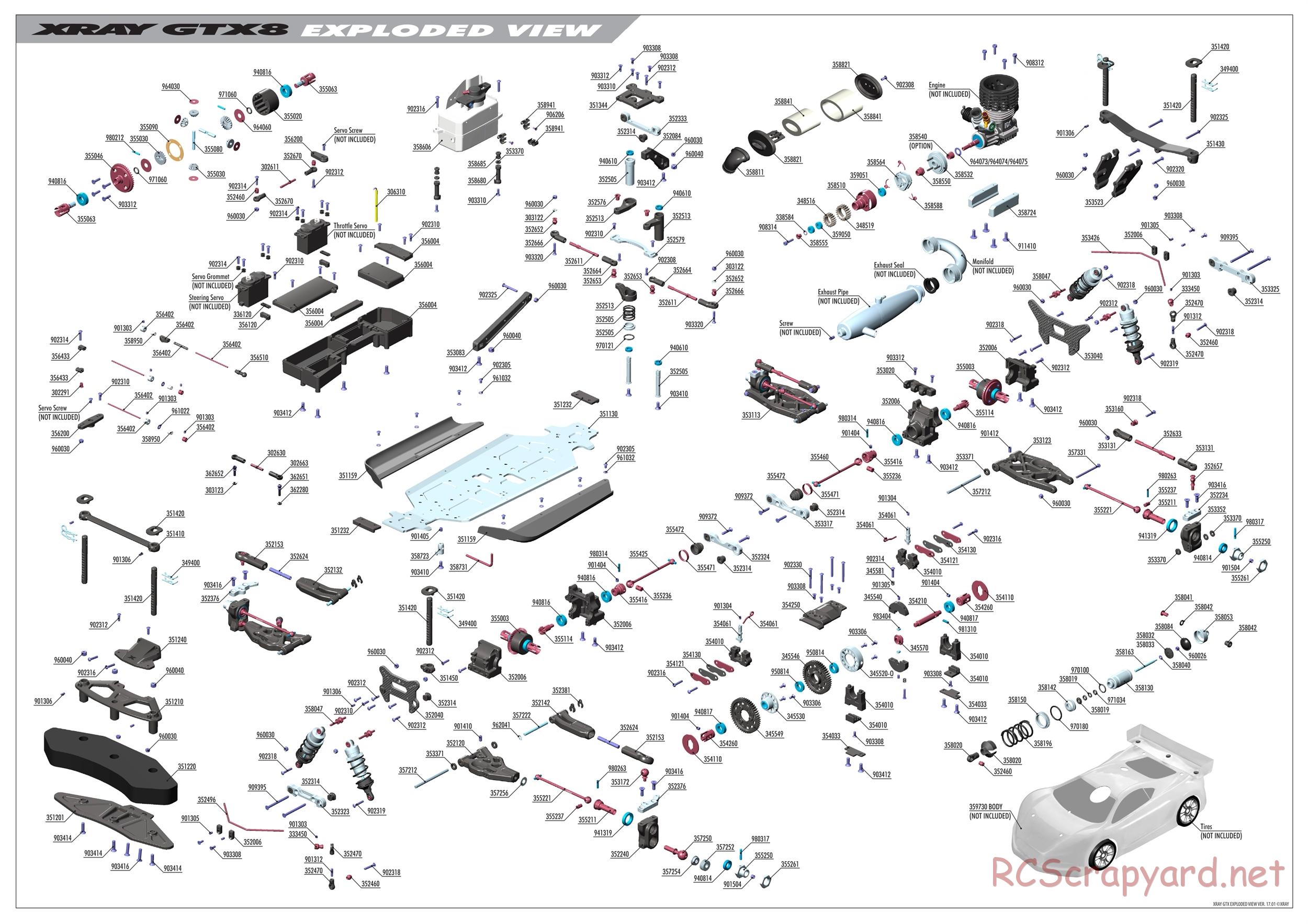 Xray - GTX8 2017 (GTX8'17) - Exploded View