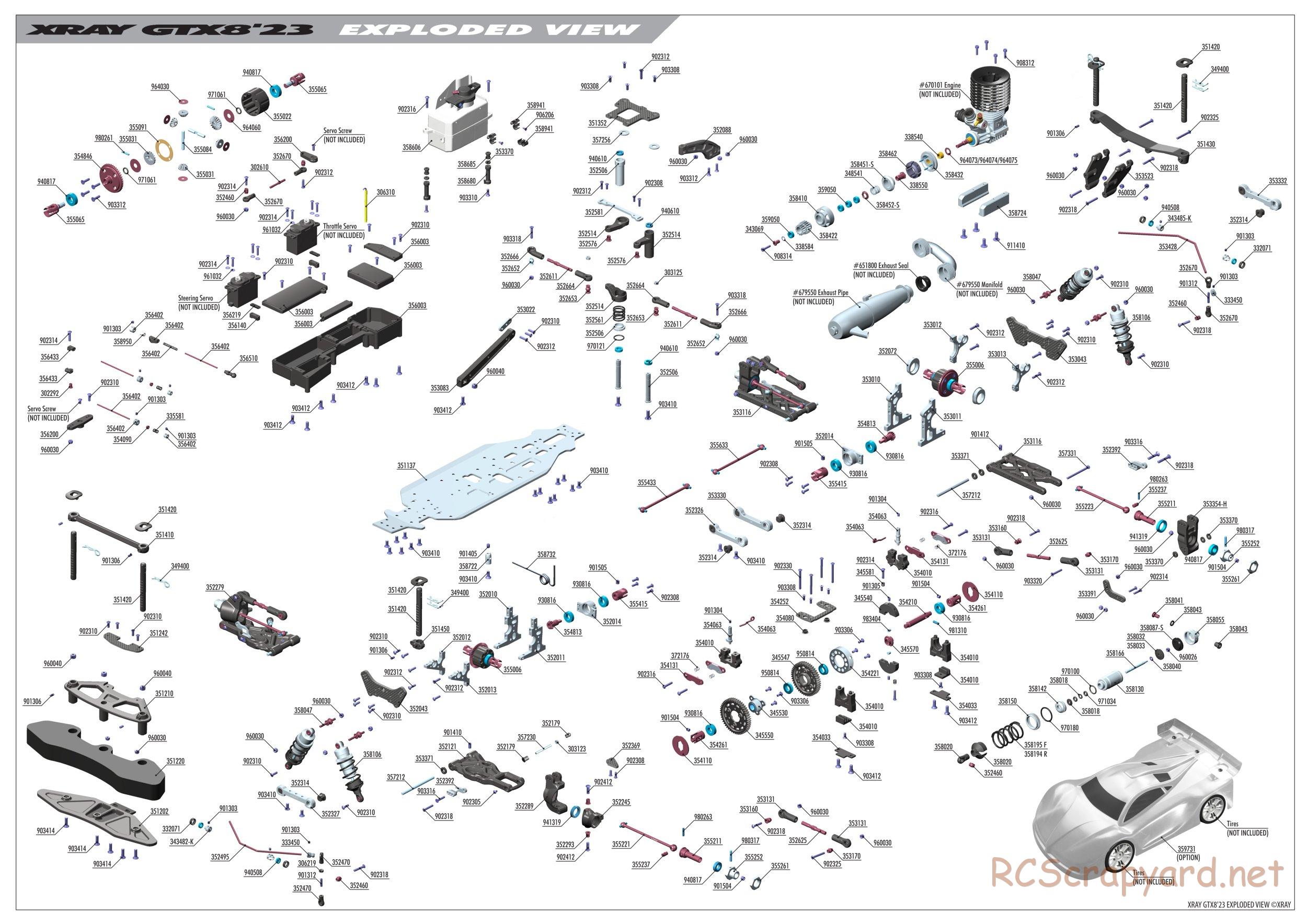 Xray - GTX8 2023 (GTX'23) - Exploded View