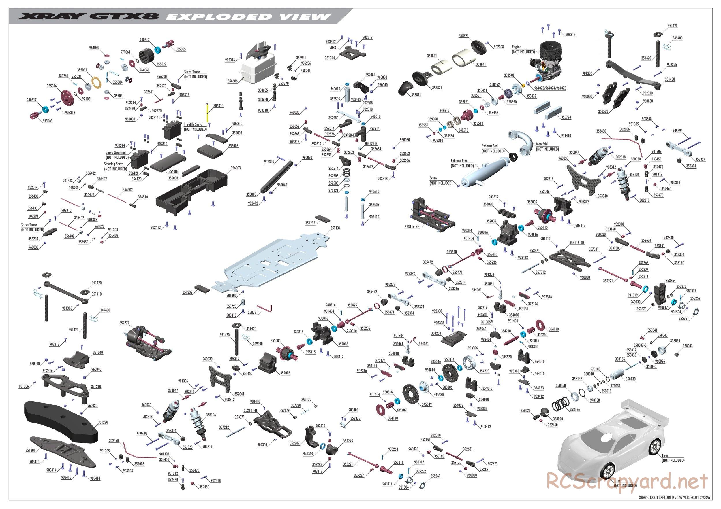 Xray - GTX8.3 2021 (GTX8'21) - Exploded View