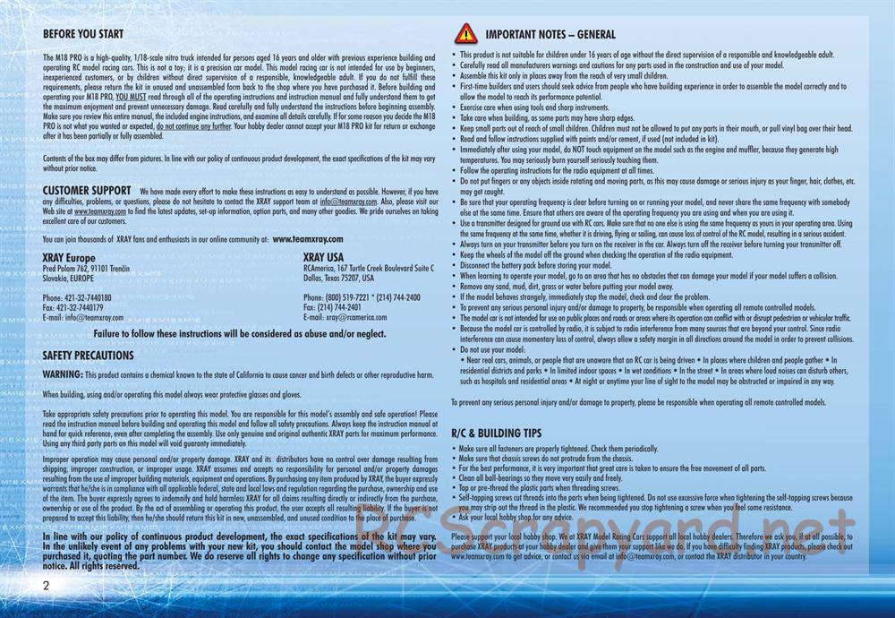 Xray - M18 Pro - Manual - Page 2