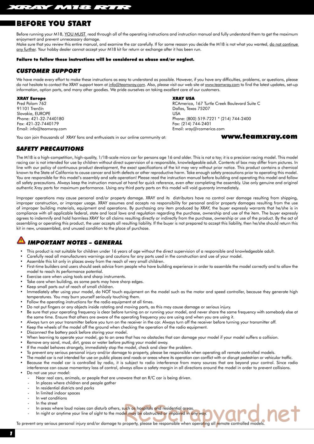 Xray - M18 RTR - Manual - Page 2