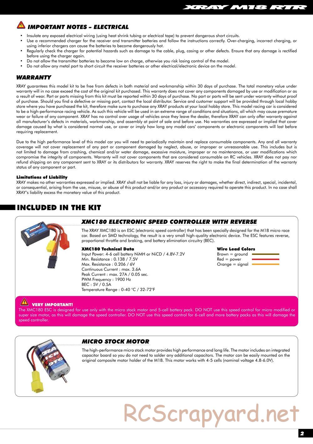 Xray - M18 RTR - Manual - Page 3